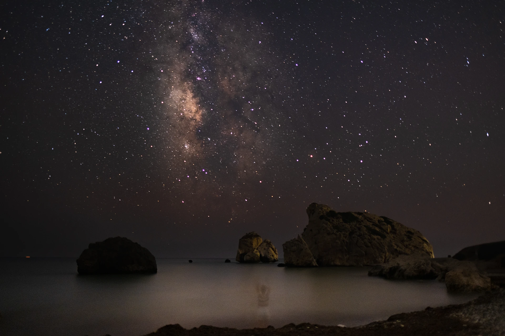 Aphrodite rock Cyprus at night
